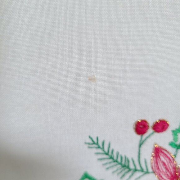 Christmas Poinsettia Embroidered Throw Pillow Gold Cord Scalloped Ruffle Vintage - Picture 8 of 16